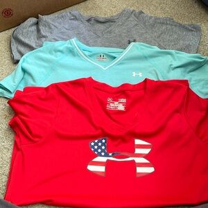 Set of 3 under armour girls large athletic shirts